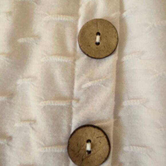 Multiples Womens Geometric Jacquard Side Button Short Sleeve Top White Small - Picture 6 of 10